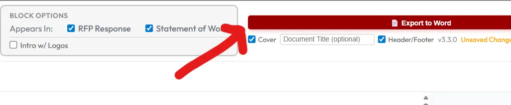 Export button in the top bar